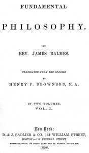 Cover of Fundamental Philosophy, Vol. 1 (of 2) — Reading Companion